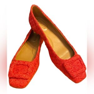 Talbots Red Sparkle Flats Timeless Style